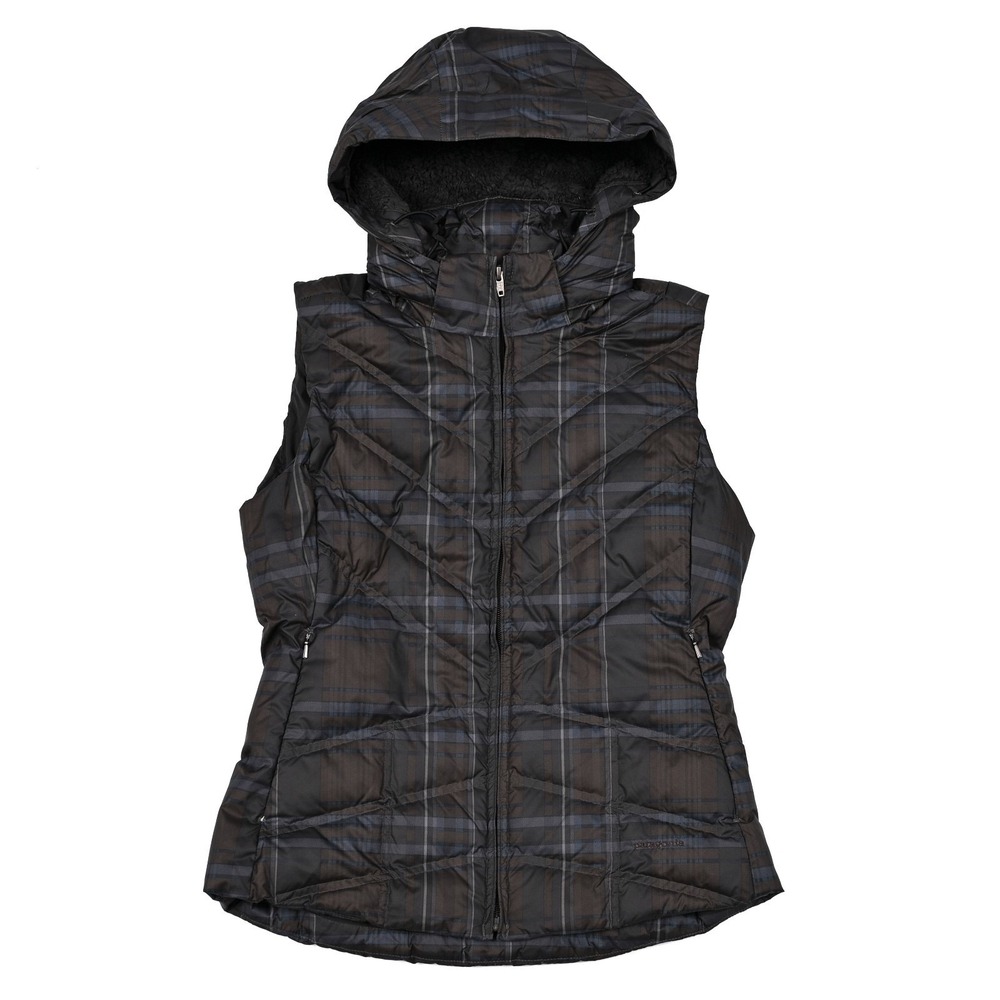 Patagonia Down With It Full Zip Vest Women's Small Plaid Hooded 600 Fill #28395 - Picture 2 of 13